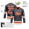 Custom Steel Gray Orange-White Hockey Lace Neck Jersey