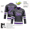 Custom Steel Gray Purple-White Hockey Lace Neck Jersey