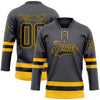 Custom Steel Gray Black-Gold Hockey Lace Neck Jersey