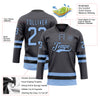 Custom Steel Gray Light Blue-Black Hockey Lace Neck Jersey