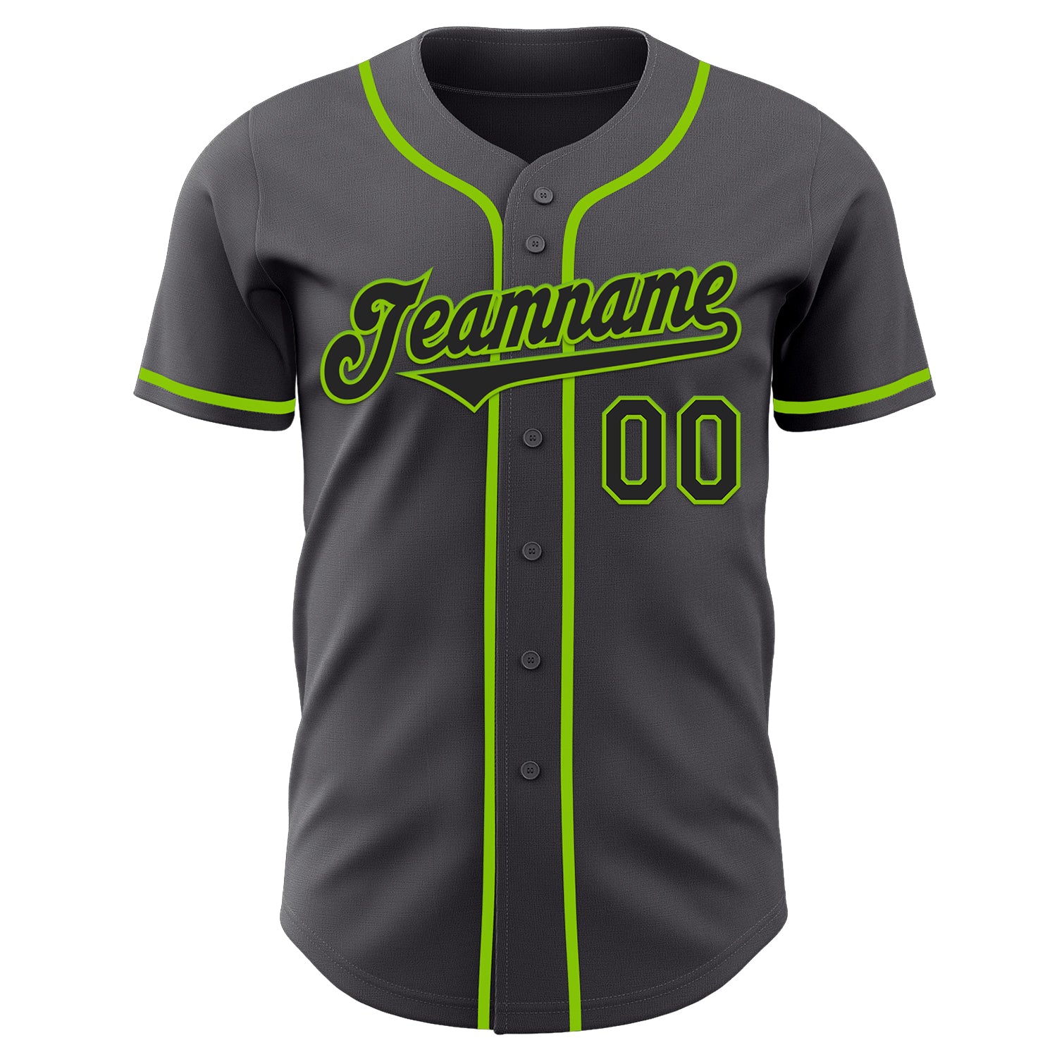 Custom Steel Gray Black-Neon Green Authentic Baseball Jersey