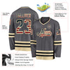 Custom Steel Gray Vintage USA Flag Cream-Black Hockey Jersey