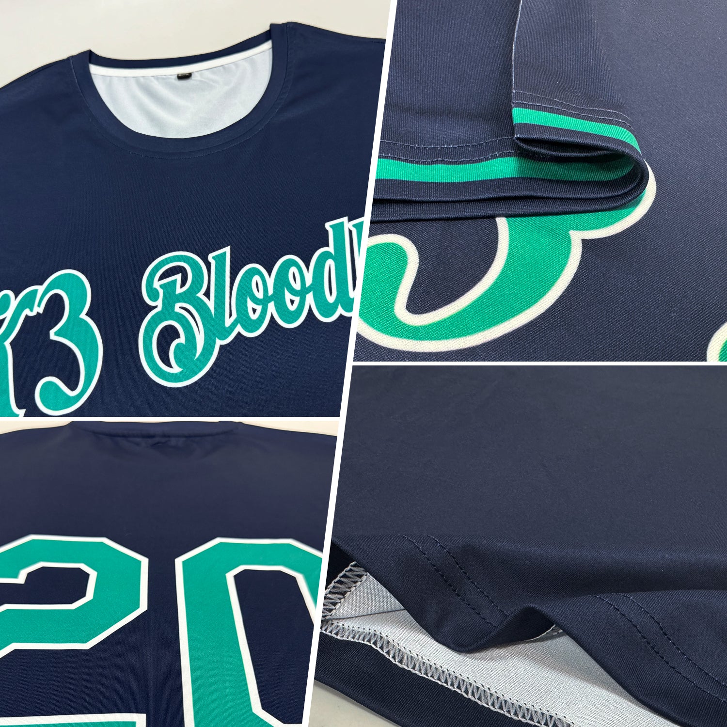 Custom Navy Teal-White Performance T-Shirt