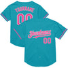 Custom Teal Pink-White Mesh Authentic Throwback Baseball Jersey