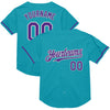 Custom Teal Purple-White Mesh Authentic Throwback Baseball Jersey