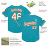 Custom Teal White-Orange Mesh Authentic Throwback Baseball Jersey