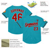 Custom Teal Red-Black Mesh Authentic Throwback Baseball Jersey