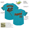 Custom Teal Black-Orange Mesh Authentic Throwback Baseball Jersey