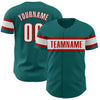 Custom Teal White-Red Authentic Baseball Jersey