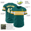 Custom Teal White-Gold Authentic Baseball Jersey