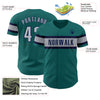 Custom Teal Gray-Navy Authentic Baseball Jersey