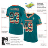 Custom Teal Vintage USA Flag Cream-Red Mesh Authentic Throwback Football Jersey