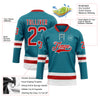 Custom Teal Red-White Hockey Lace Neck Jersey