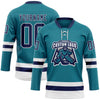 Custom Teal Navy-White Hockey Lace Neck Jersey