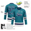 Custom Teal Navy-White Hockey Lace Neck Jersey