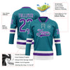 Custom Teal Purple-White Hockey Lace Neck Jersey