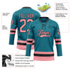 Custom Teal Medium Pink-Black Hockey Lace Neck Jersey