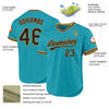 Custom Teal Black-Old Gold Authentic Throwback Baseball Jersey