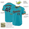 Custom Teal Navy-Old Gold Authentic Throwback Baseball Jersey