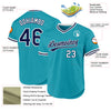 Custom Teal Navy-White Authentic Throwback Baseball Jersey