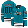 Custom Teal Black-White Hockey Jersey