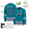 Custom Teal Navy-White Hockey Jersey