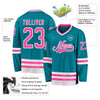 Custom Teal Pink-White Hockey Jersey