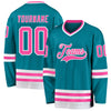 Custom Teal Pink-White Hockey Jersey