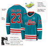 Custom Teal Red-White Hockey Jersey