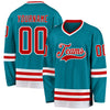 Custom Teal Red-White Hockey Jersey