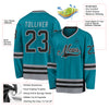 Custom Teal Black-Gray Hockey Jersey