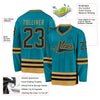 Custom Teal Black-Old Gold Hockey Jersey