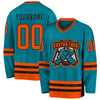 Custom Teal Orange-Black Hockey Jersey