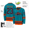 Custom Teal Navy-Orange Hockey Jersey