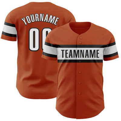 Custom Texas Orange White-Black Authentic Baseball Jersey