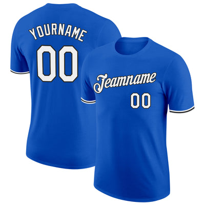 Custom Thunder Blue White-Black Performance T-Shirt