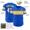 Custom Thunder Blue White-Yellow Authentic Baseball Jersey