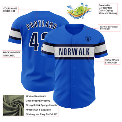 Custom Thunder Blue Navy-White Authentic Baseball Jersey