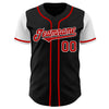 Custom Black Red-White Authentic Two Tone Baseball Jersey