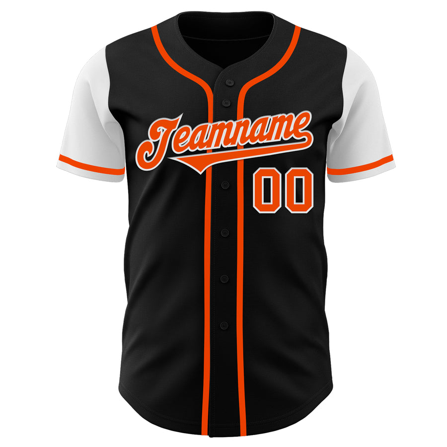 Custom Black Orange-White Authentic Two Tone Baseball Jersey