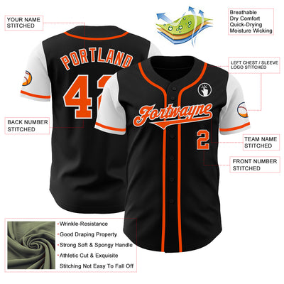 Custom Black Orange-White Authentic Two Tone Baseball Jersey