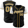 Custom Black Old Gold-White Authentic Two Tone Baseball Jersey