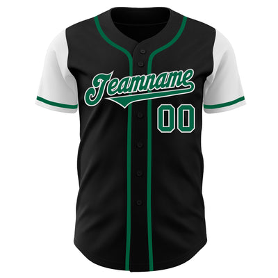 Custom Black Kelly Green-White Authentic Two Tone Baseball Jersey