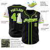 Custom Black Neon Green-White Authentic Two Tone Baseball Jersey