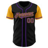 Custom Black Purple-Gold Authentic Two Tone Baseball Jersey