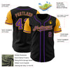 Custom Black Purple-Gold Authentic Two Tone Baseball Jersey