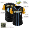 Custom Black Light Blue-Gold Authentic Two Tone Baseball Jersey