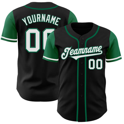 Custom Black White-Kelly Green Authentic Two Tone Baseball Jersey