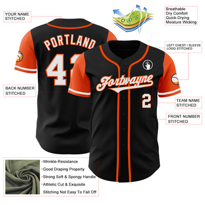 Custom Black White-Orange Authentic Two Tone Baseball Jersey