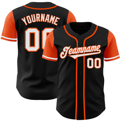 Custom Black White-Orange Authentic Two Tone Baseball Jersey